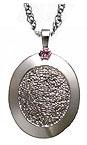 Large Silver Rimmed Pendant With Stone and Chain